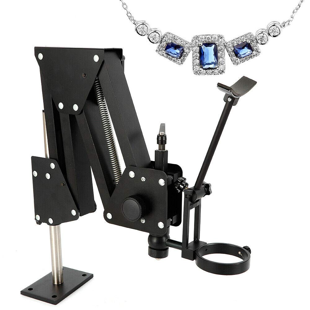 Jewelry Microscope Stand, 85mm/3.35'' Microscope Stand Inlaid Mirror Multi-Directional Micro-Setting for Diamond, Universal Microscope Jewelry Inlaid Stand(Microscope Not Included)