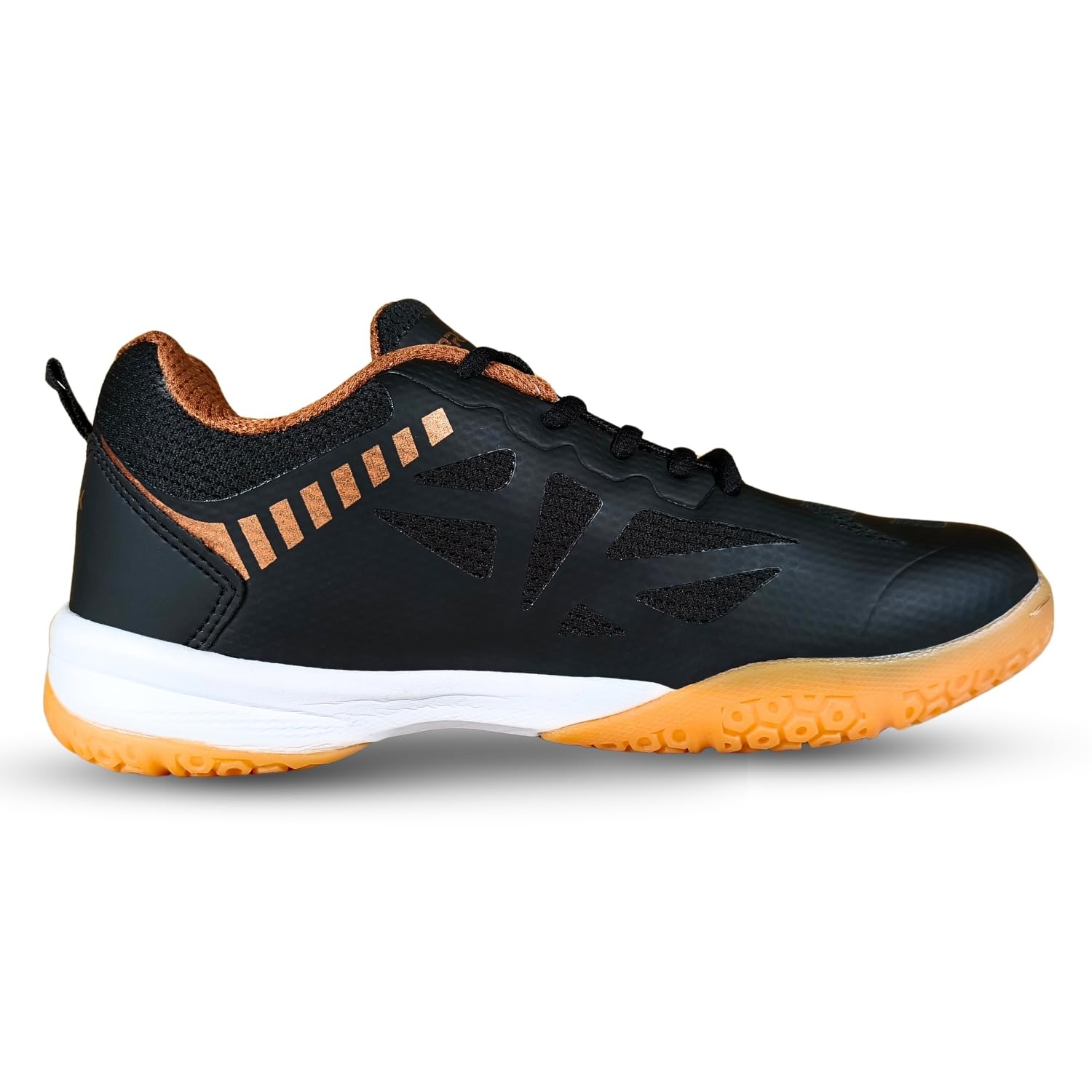 Prokick Men's Power Plus Non Marking Badminton Shoes | Lightweight & Durable Badminton Shoes | Also Perfect for Squash, Table Tennis, Volleyball, Basketball & Indoor Sports black/gold-11 UK