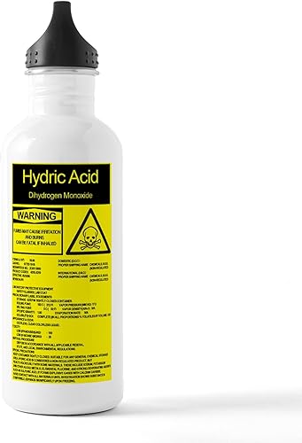 CafePress Botella de agua de acero inoxidable con ácido hídrico, 1 botella de agua de acero inoxidable de 1.0L (34 oz)