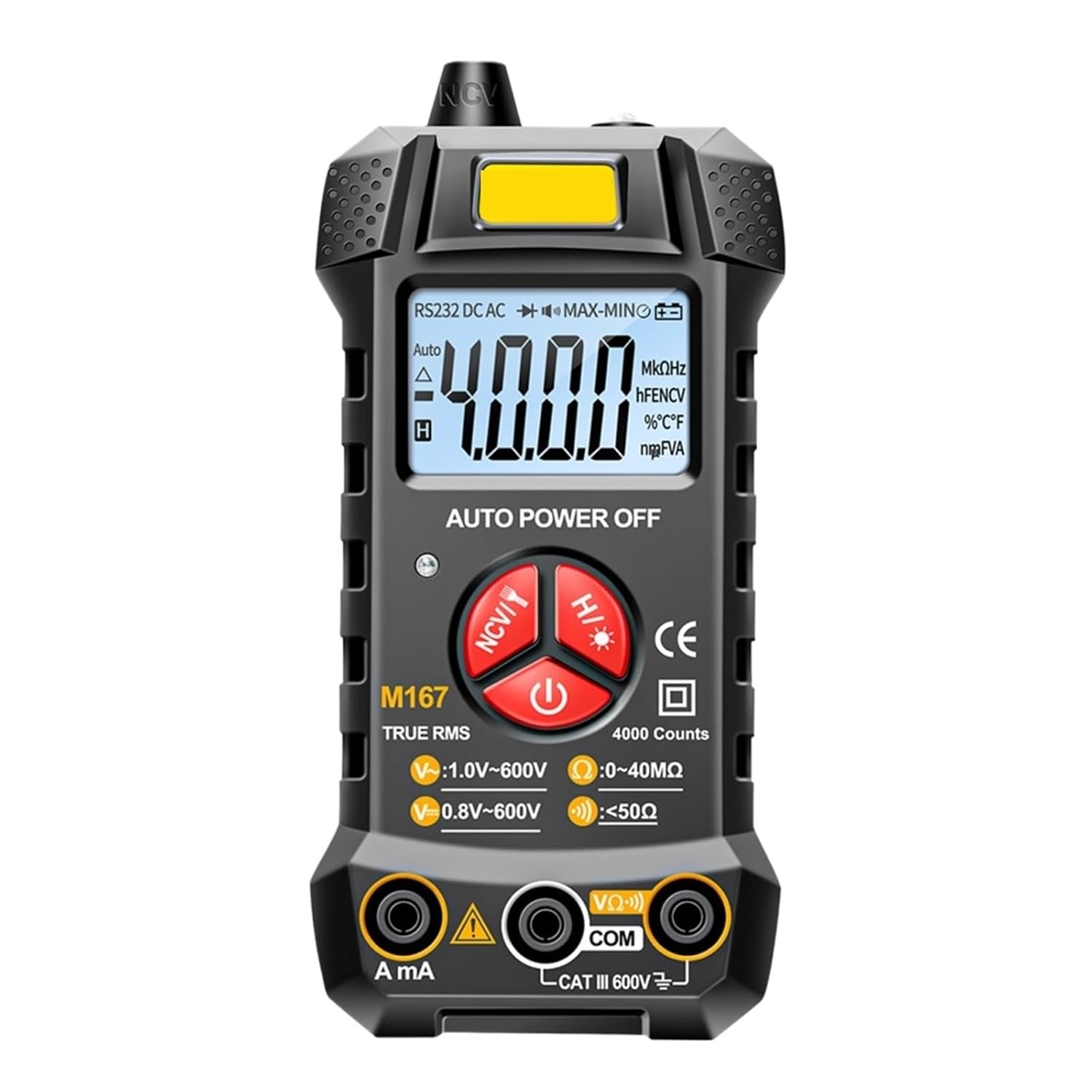 1pc M167 Digital Multimeter NCV Multi Meter Tranistor AC/DC Electrical Instruments Tester with Screen Flashlight