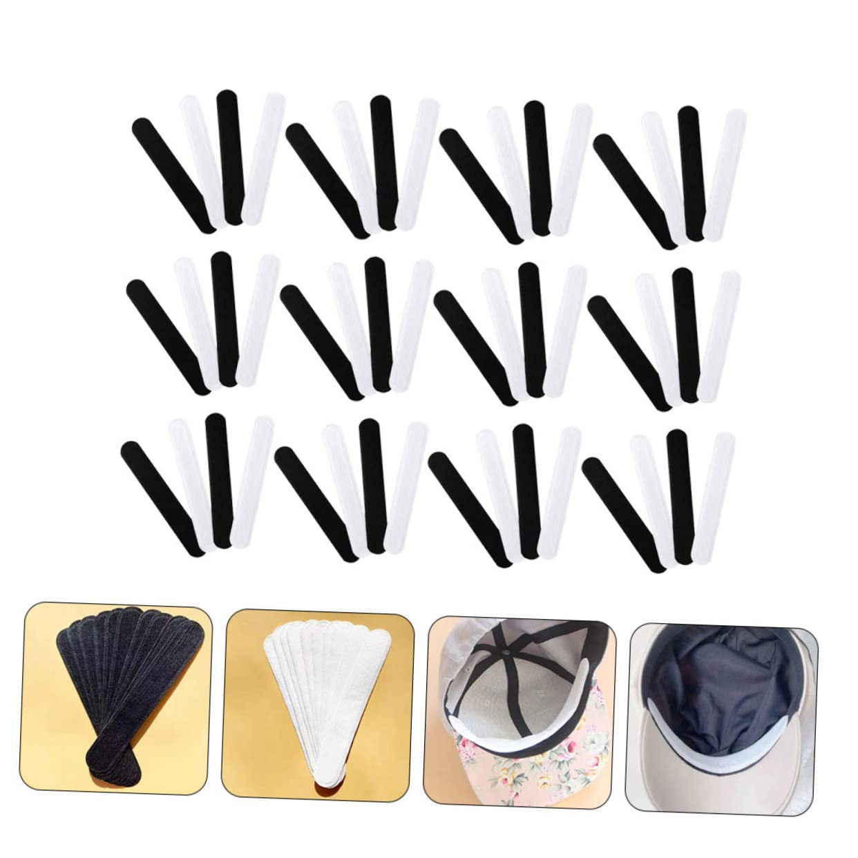 Angoily 120 Pièces Autocollant de Sueur de Bord de Chapeau Auto-adhésif, Autocollant Chapeau Bandes de Sueur Protecteur de Sueur Collant Coussin Absorbant Portable Encolure Doublure