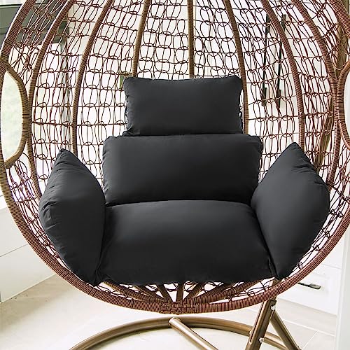 BAHULA Cojines Colgantes de la Silla del Huevo Cubierta Desmontable Colgante Basket Chair Seat Cushion Replacement Cover para el jardín al Aire Libre del Patio Interior,Negro