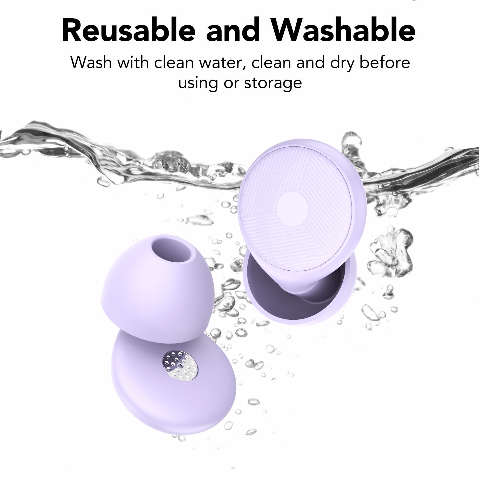2026 Tapones para los oídos para dormir, 45 dB, reutilizables, morados
