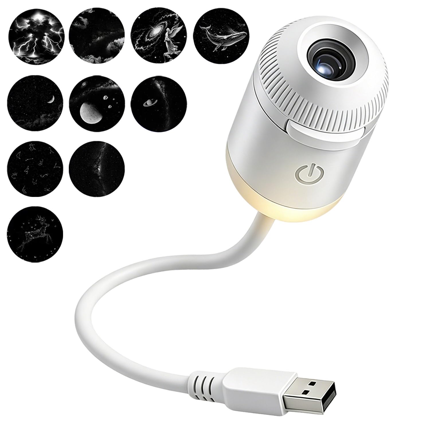 Galaxy Nachtlicht Projektor, 2-in-1 USB Sternenlampe Kinder Geschenk für Schlafzimmer | Einstellbare Helligkeit, Auto- und Raum-Wand-Deckendekoration, 10 Folien