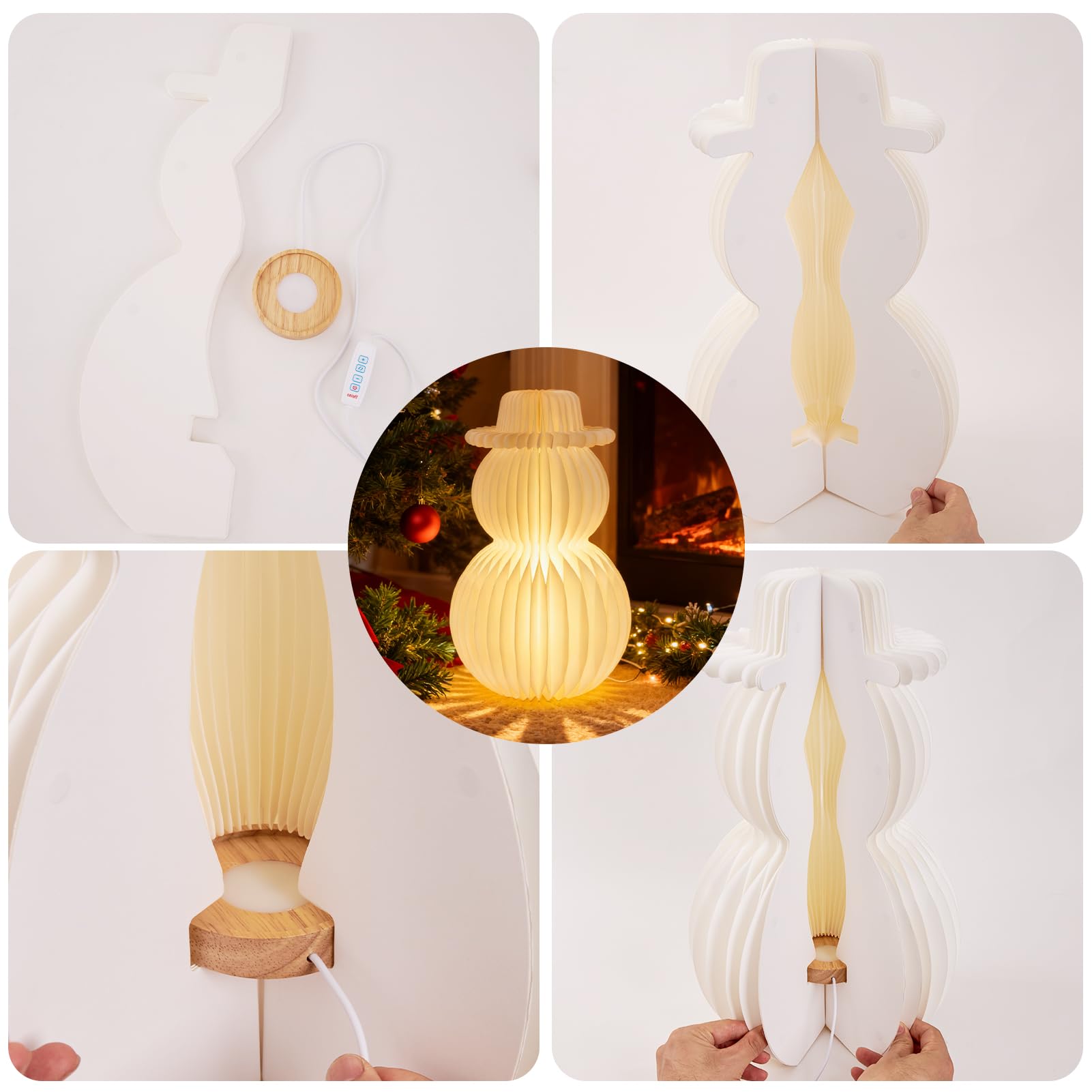 SUNBEAUTY 50cm Papier Weihnachtsbaum Lampe Deko Weiß 3D Waben Papierbäume Weihnachtskugel Aufhängen Deko Weihnachtsdekoration für Esstisch Fensterbank Kaminsims das Schlafzimmer