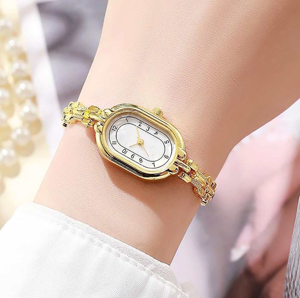 Women's Gold Bangle Watches Small Vintage Bracelet Watch Easy Read Numeral Dial Waterproof Quartz Watch