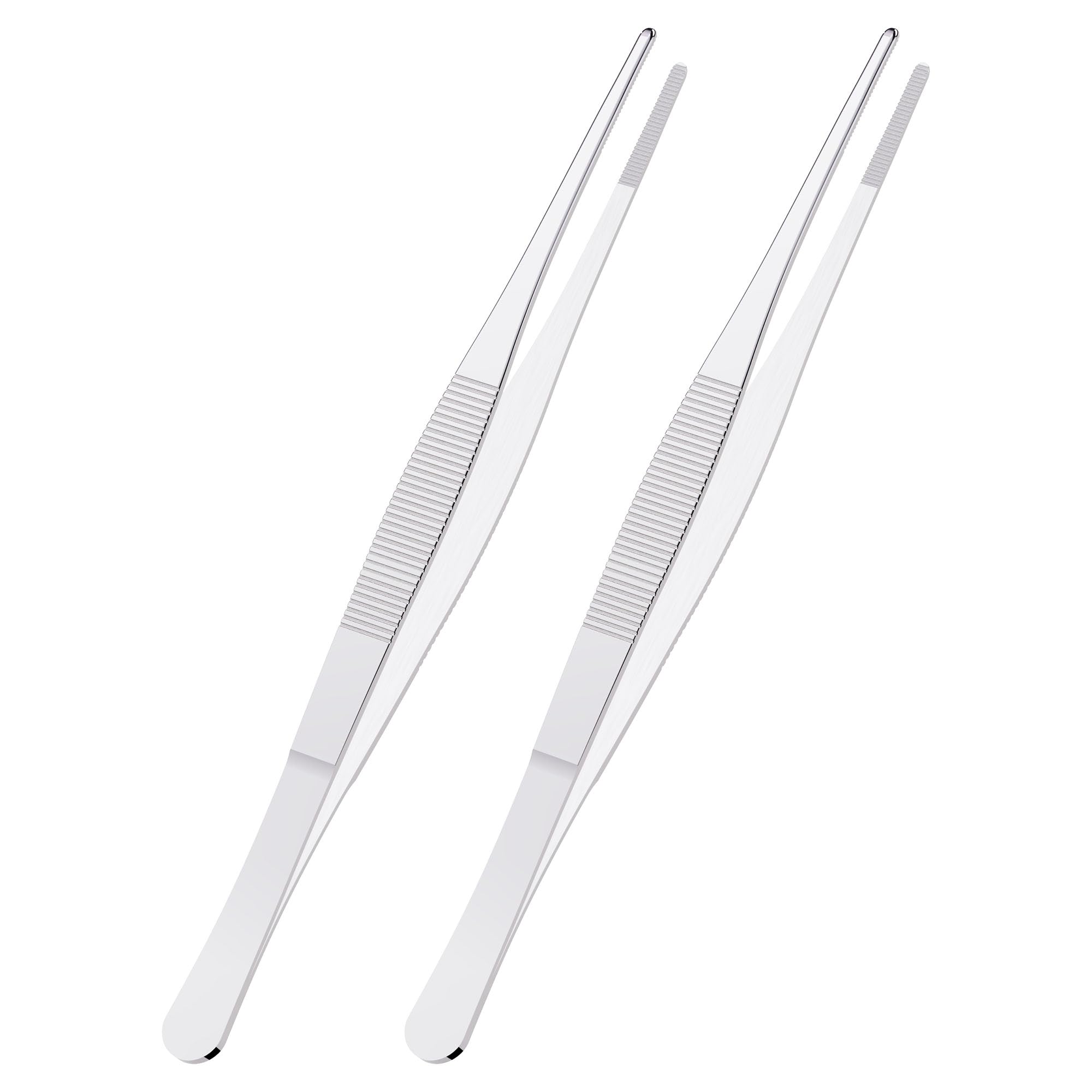 2 PCS 5" Stainless Steel Tweezers, Straight Blunt, 0.07" Thick