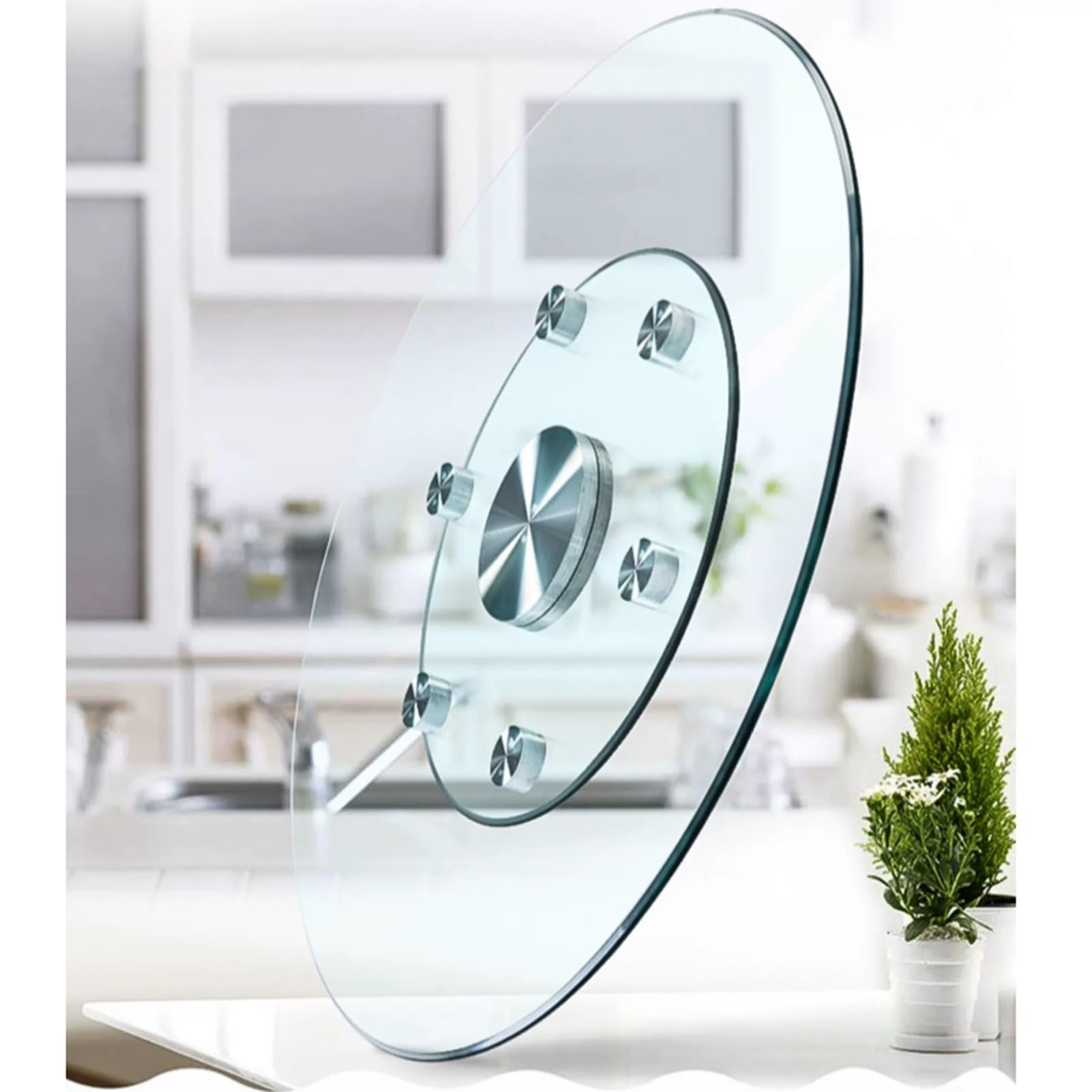 Plateau tournant en verre trempé transparent de 50 cm pour table