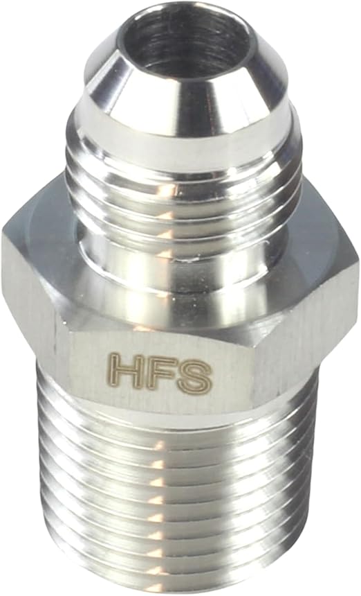 HFS(R) 3/8" NPT Male to 3/8" JIC Male Adapter Flared Tube Fitting Pipe Connector Stainless Steel 304