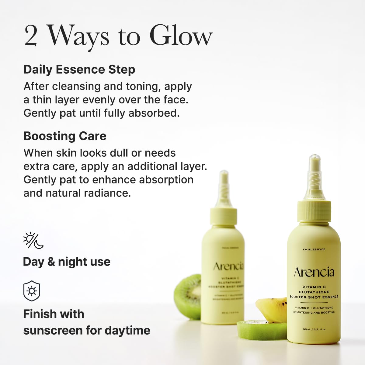 Arencia Vitamin C Glutathione Booster Essence, Facial Essence with Niacinamide, Dark Spot Care, 95 mL/3.21 fl oz