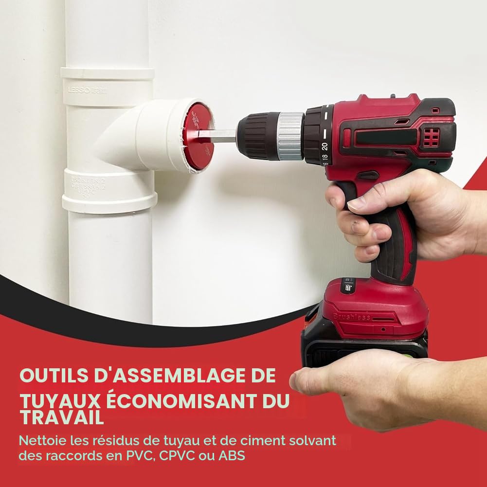 Lot de 8 alésoirs de tuyauterie en PVC, économiseur de raccords en PVC, économiseur de douille en PVC, compatible avec les forets standard 1/2, outil d'alésage de tuyau en PVC, facile à