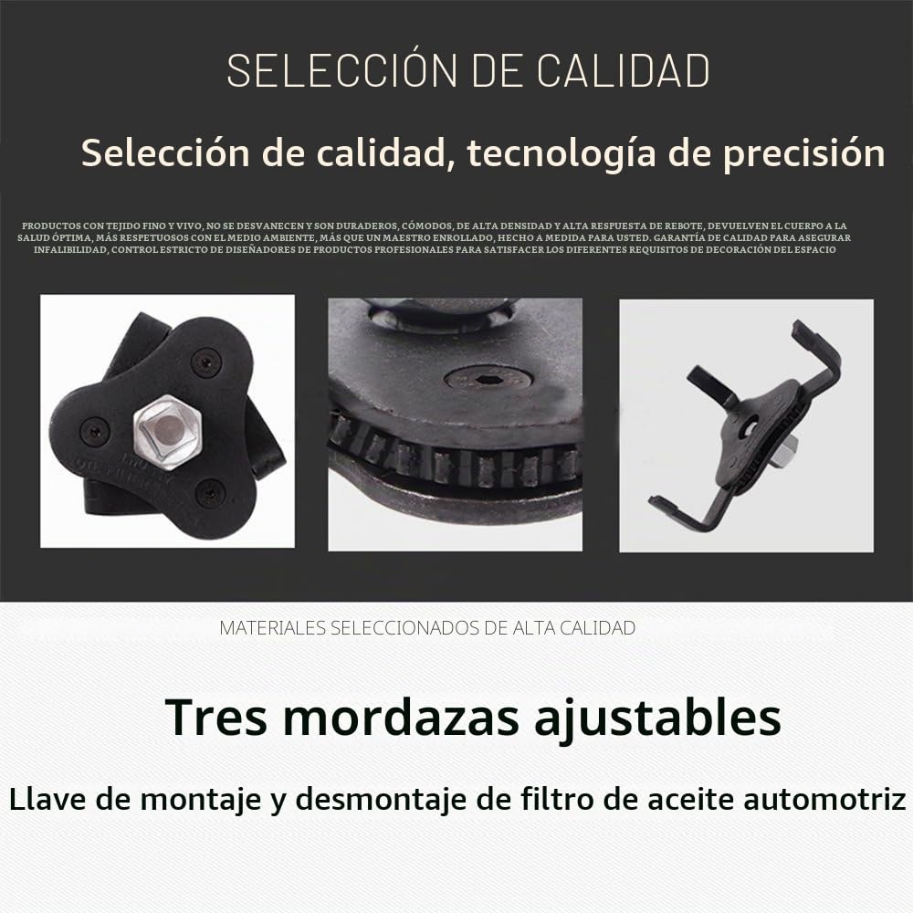 Filtro de aceite Llave 53mm - 108mm Diámetro Filtro extraíble Universal Car Tool Negro