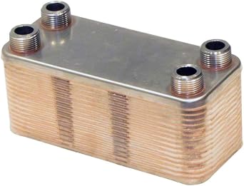 Duda Energy HX1430DWM34 B3-14DW 30 Plate Stainless Steel Heat Exchanger with 3/4" Male NPT Ports Copper Brazed, 2.9" Height, 3.5" Width, 7.8" Length