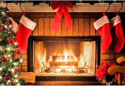 Miniatura 4 de Yeele Telón de fondo de chimenea de Navidad de 10 x 6.5 pies, decoración de fiesta de Año Nuevo, retrato, estudio fotográfico, decoración de fiesta