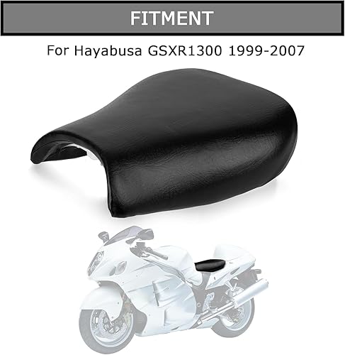 Miniatura 2 de PSLER Asiento de cojín delantero para GSXR1300 - Asiento rectangular para conductor de motocicleta para Hayabusa GSXR1300 1997-2007 (negro) Negro