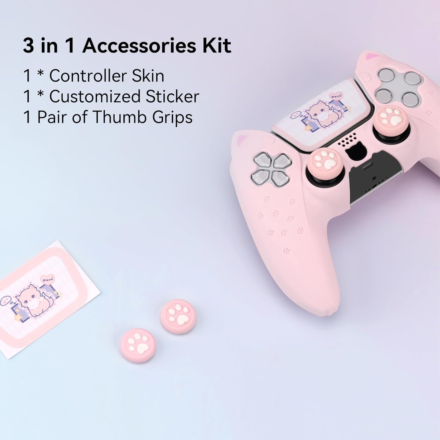 GeekShare Custodia protettiva in silicone antiscivolo per PS 5 per controller PS5 con zampa di gatto