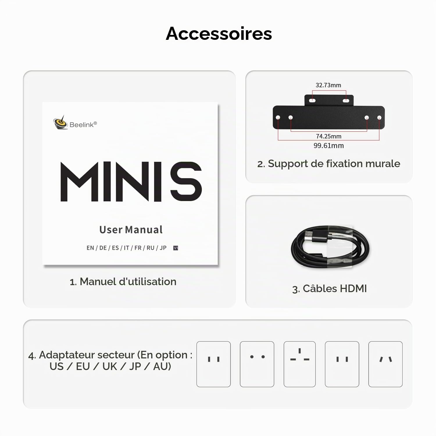 Beelink Mini PC 12e génération Alder Lake N100 (Turbo 3,4 GHz), Mini Ordinateur 16Go RAM DDR4 SSD 512 Go, Prend en Charge Deux écrans 4K indépendants, Wi-FI 6/BT5.2, Ethernet 2,5 G,Mini-PC de Bureau