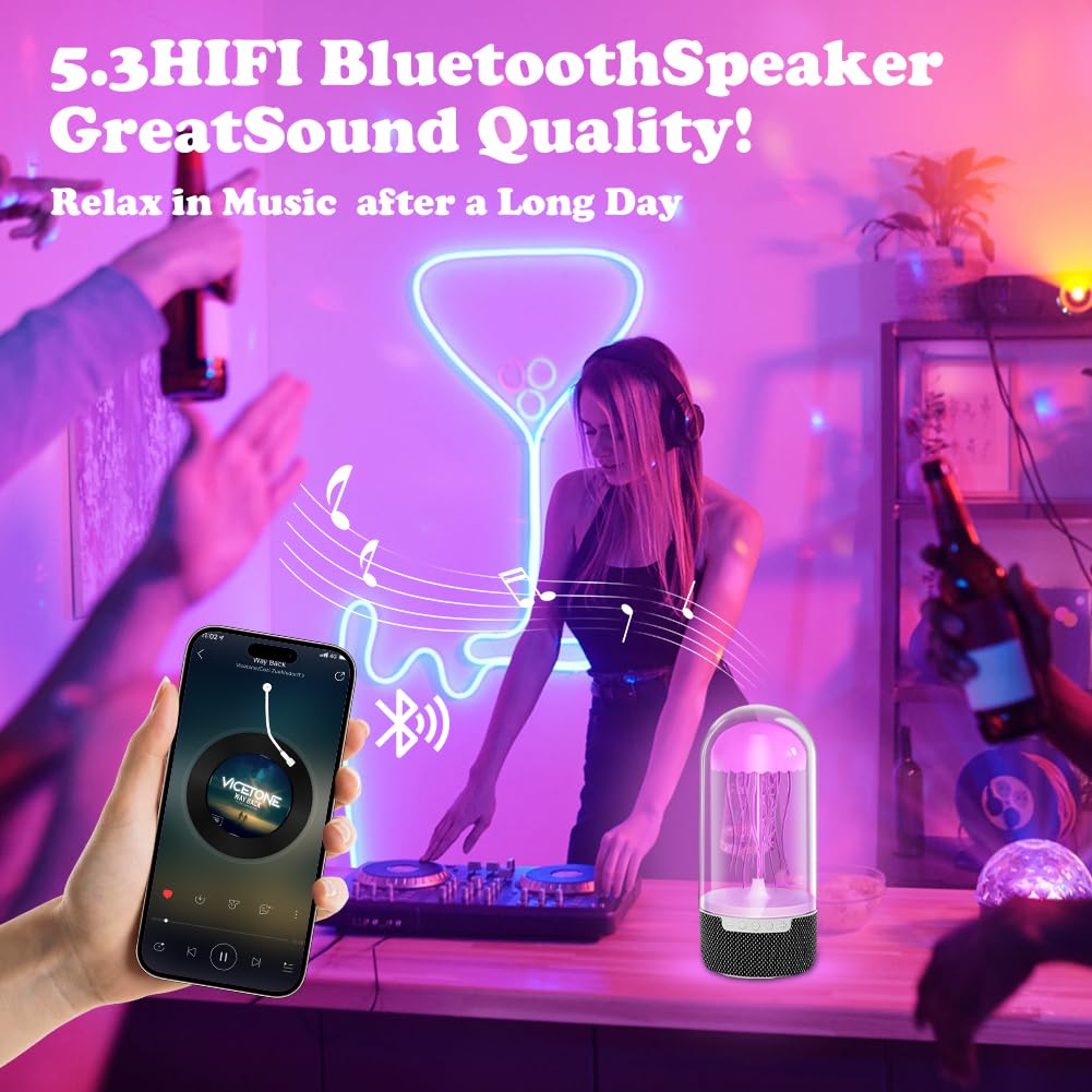LED Jellyfish Lamp with Bluetooth Speaker + RGB Colour Gradient Jellyfish Light - Image 3
