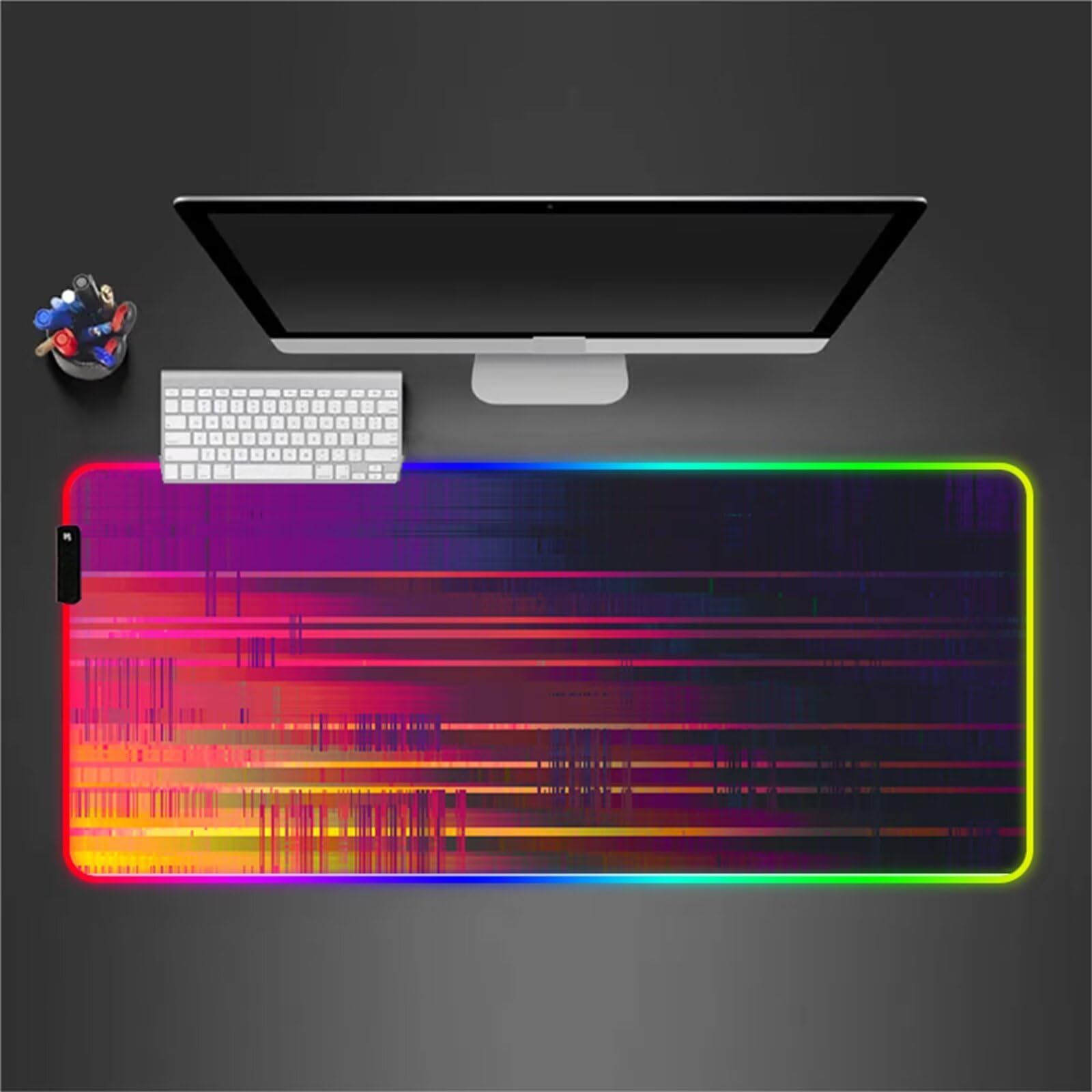 Tappetino per Mouse RGB XXL Grande Tappetino per Mouse da Gioco LED Rosso Viola 900x400x4mm con 14 Modalità di Illuminazione e Base in Gomma Antiscivolo per Giochi Lavoro e Studio
