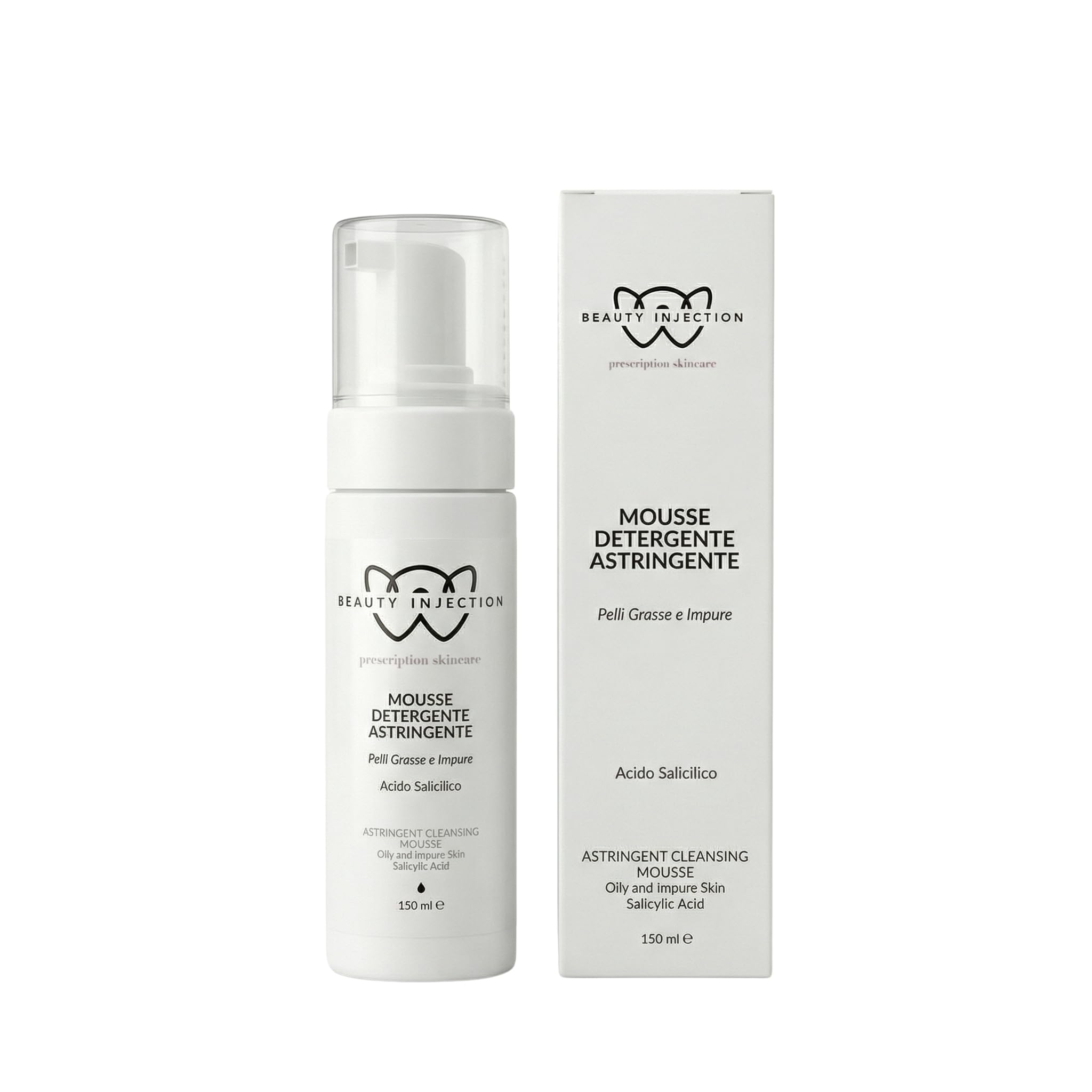 Wikirose Mousse Detergente Viso Opacizzante e Astringente con Complesso Pore Minimizer, Niacinamide e Acido Salicilico, Aloe Vera, per Pelle Grassa Mista e Impura, 150ml
