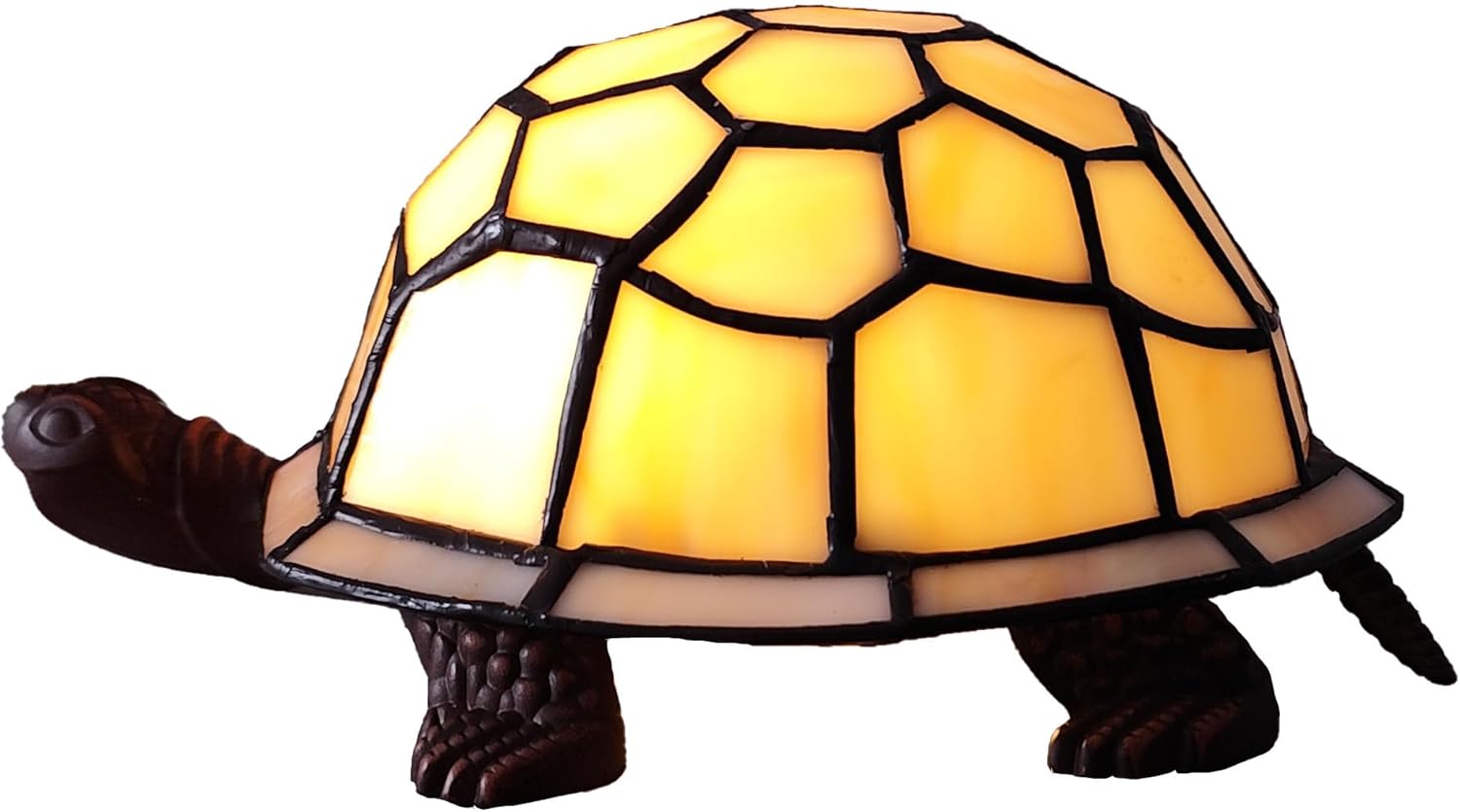 Cute Tortoise Lamp Cream Yellow Turtle Stained Glass Table Lamp Small Night Light Handmade Home Decoration Accent Gifts Light for Children Teenagers