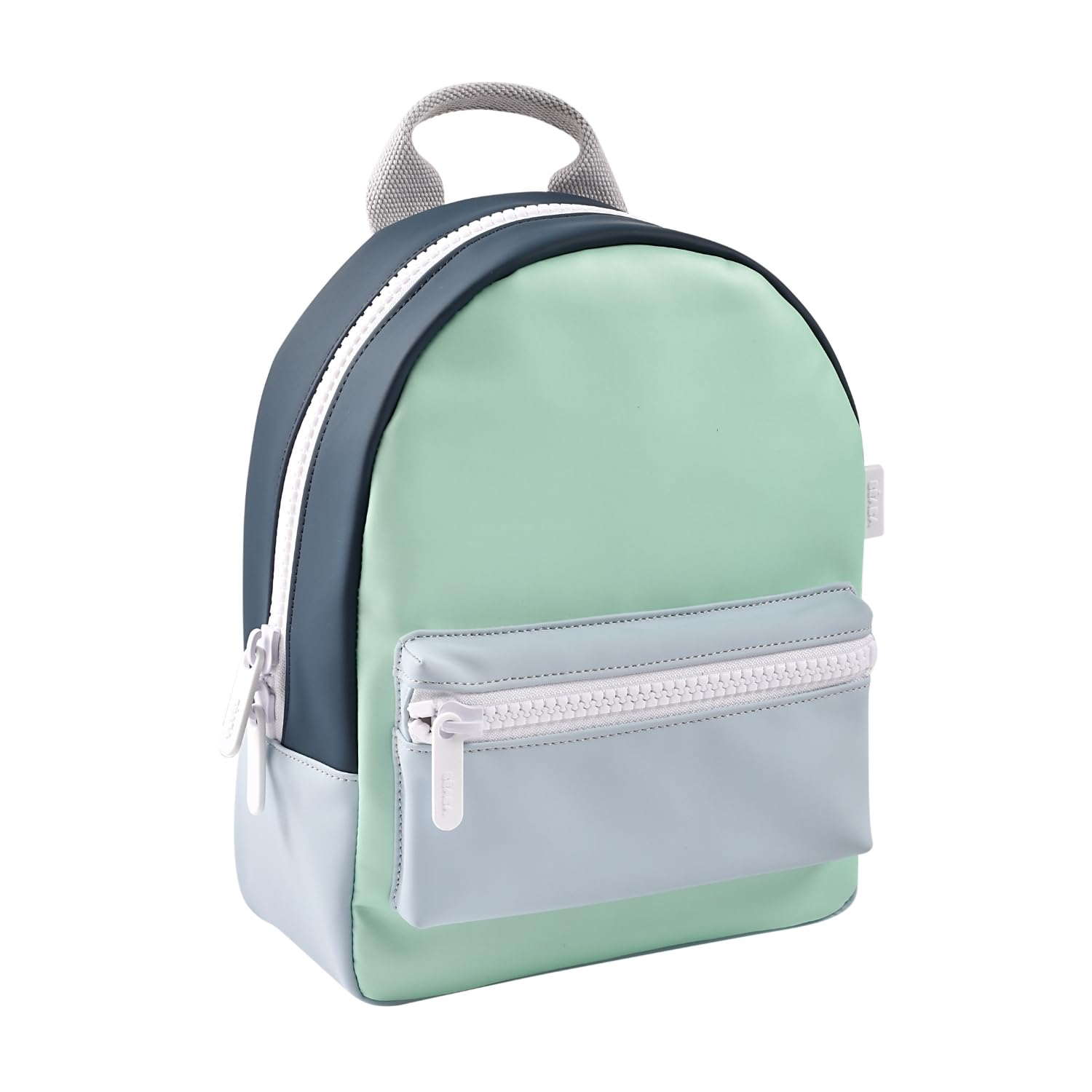 BEABA, Toddler Baby Backpack Preschool, Ideal Daycare, 2 Pockets, First Name Label, Gum Effect, Large Zip, Adjustable Handles, Padded Back, Waterproof, Modern,Robust, Easy to Clean, Faro Matcha Latte