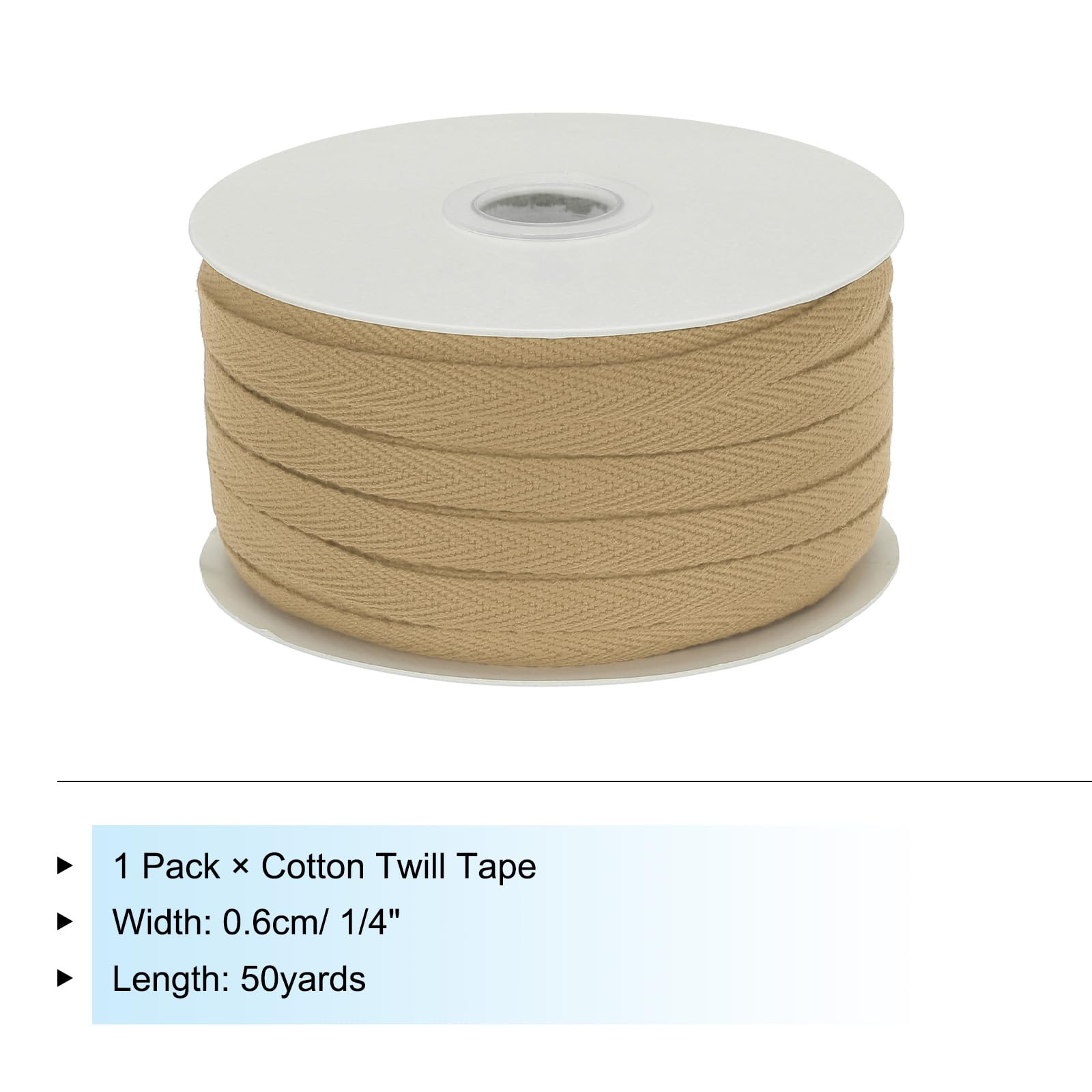 PATIKIL Cotton Twill Tape 1/4 Inch 50 Yards 100% Cotton Ribbon Bias Tape Herringbone Webbing Trim for Sewing Gift Wrapping Khaki - Image 2