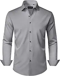 Camisas sociais masculinas, sem rugas, elástica, lisa, manga comprida, abotoada, casamento, namoro