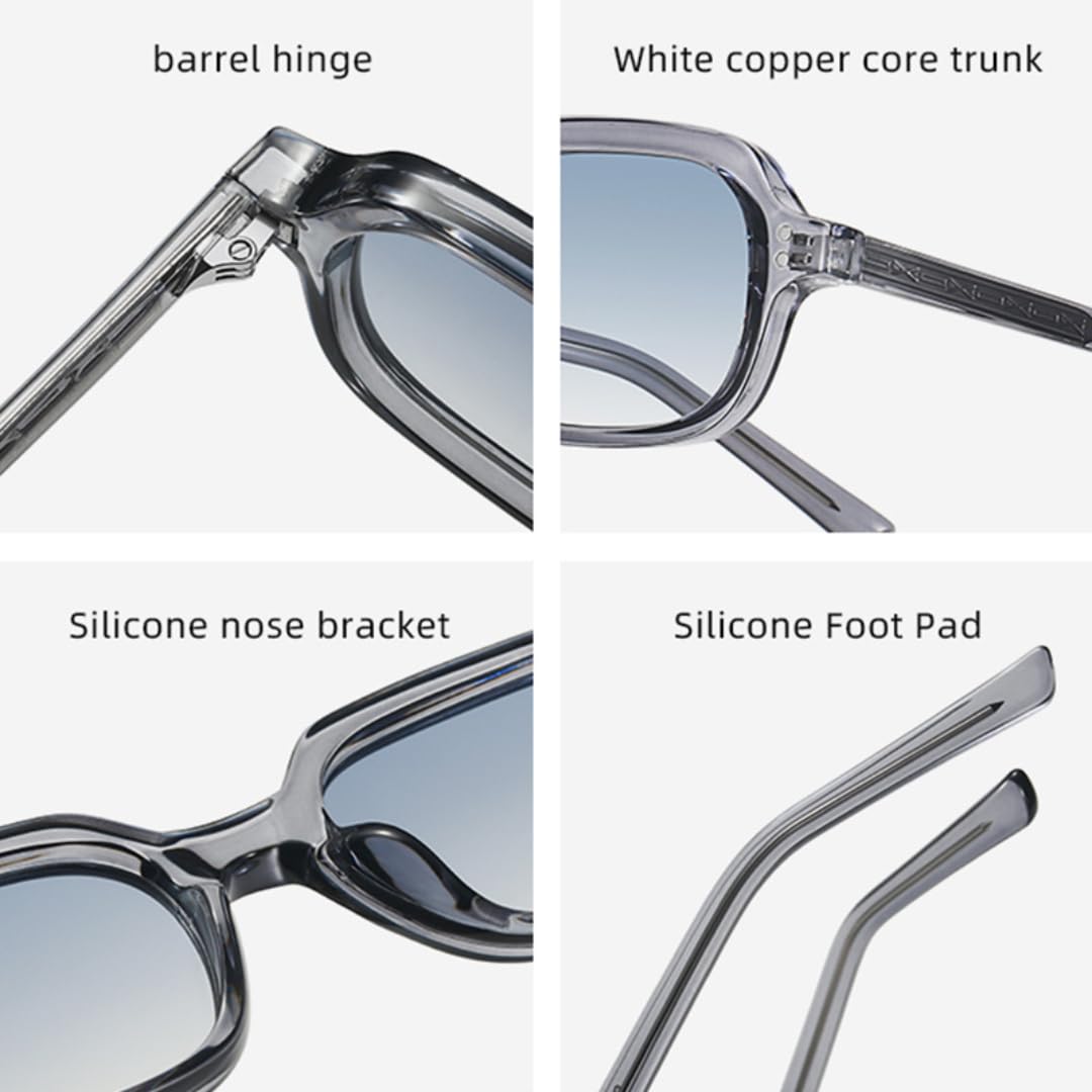 Gafas de sol de lujo para mujer, pequeñas, rectangulares, de metal, con remaches de moda, para hombre, con protección UV400.