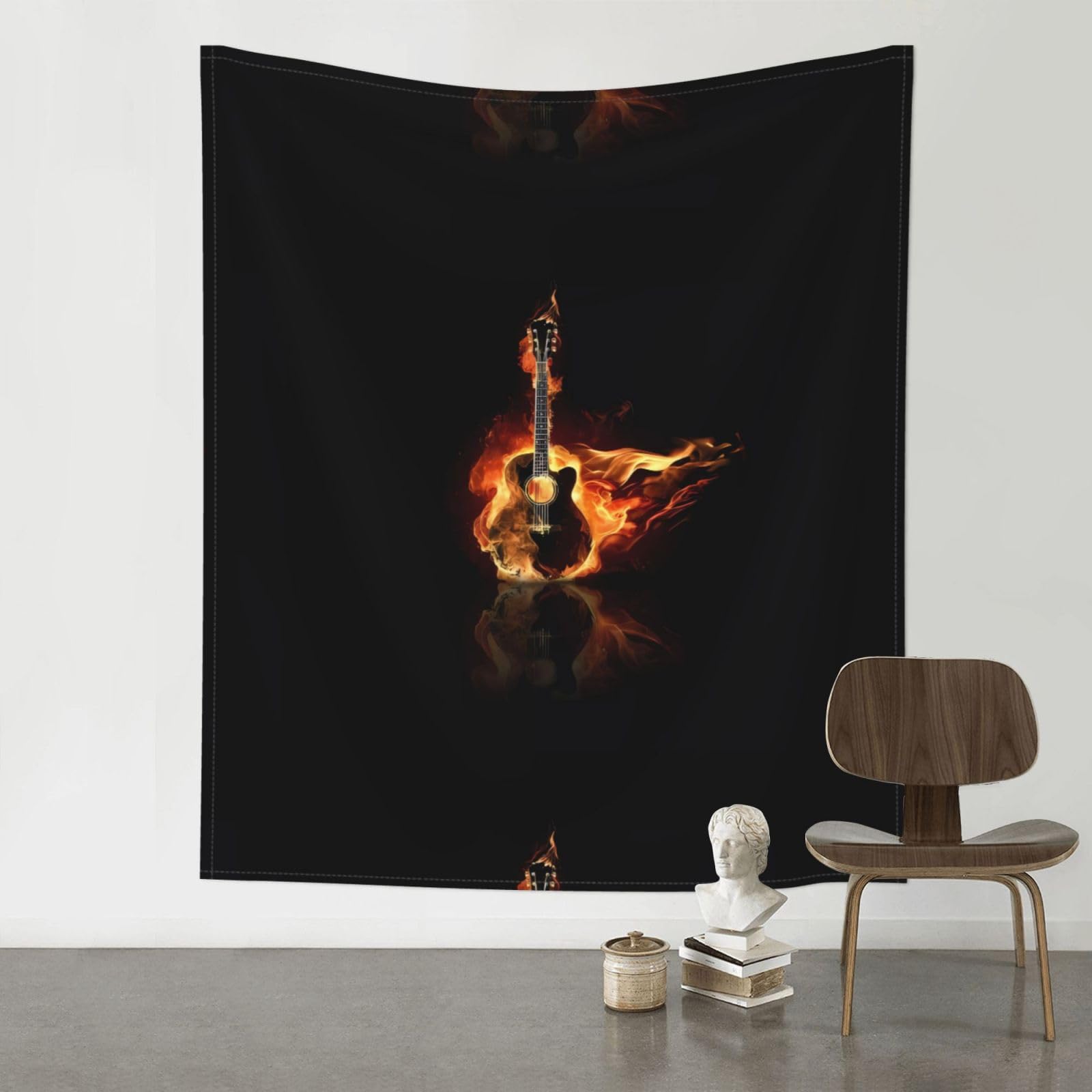 YYHWHJDE Fire Guitar Prints Wall Tapestry 60x51in - High-Grade Polyester Throw for Dorm Room Decor, Beach Blankets & Home Accent