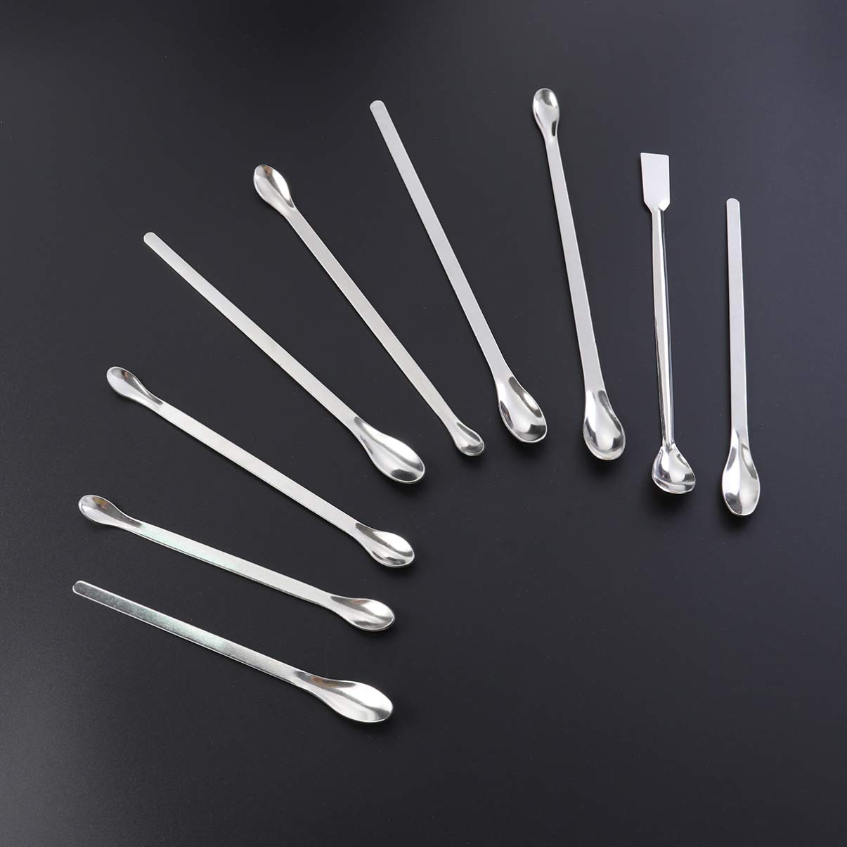 UKCOCO Juego de 9 Espátulas de Laboratorio: Doble Cabezas Cuchara de Medicina de Acero Inoxidable Espátula Espátula de Laboratorio de Acero Inoxidable para Experimentar, Polvos, Gel Llenado