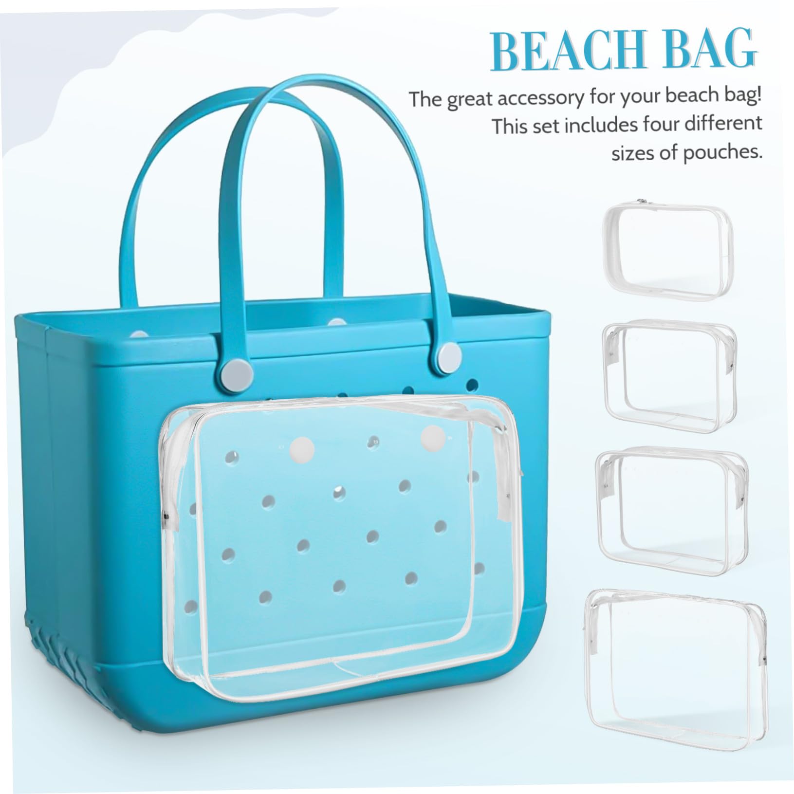 4 pièces Pochette Zippée Transparente PVC Résistante Étanche pour Plage et Voyage pour Téléphone et Accessoires Compatible de Plage