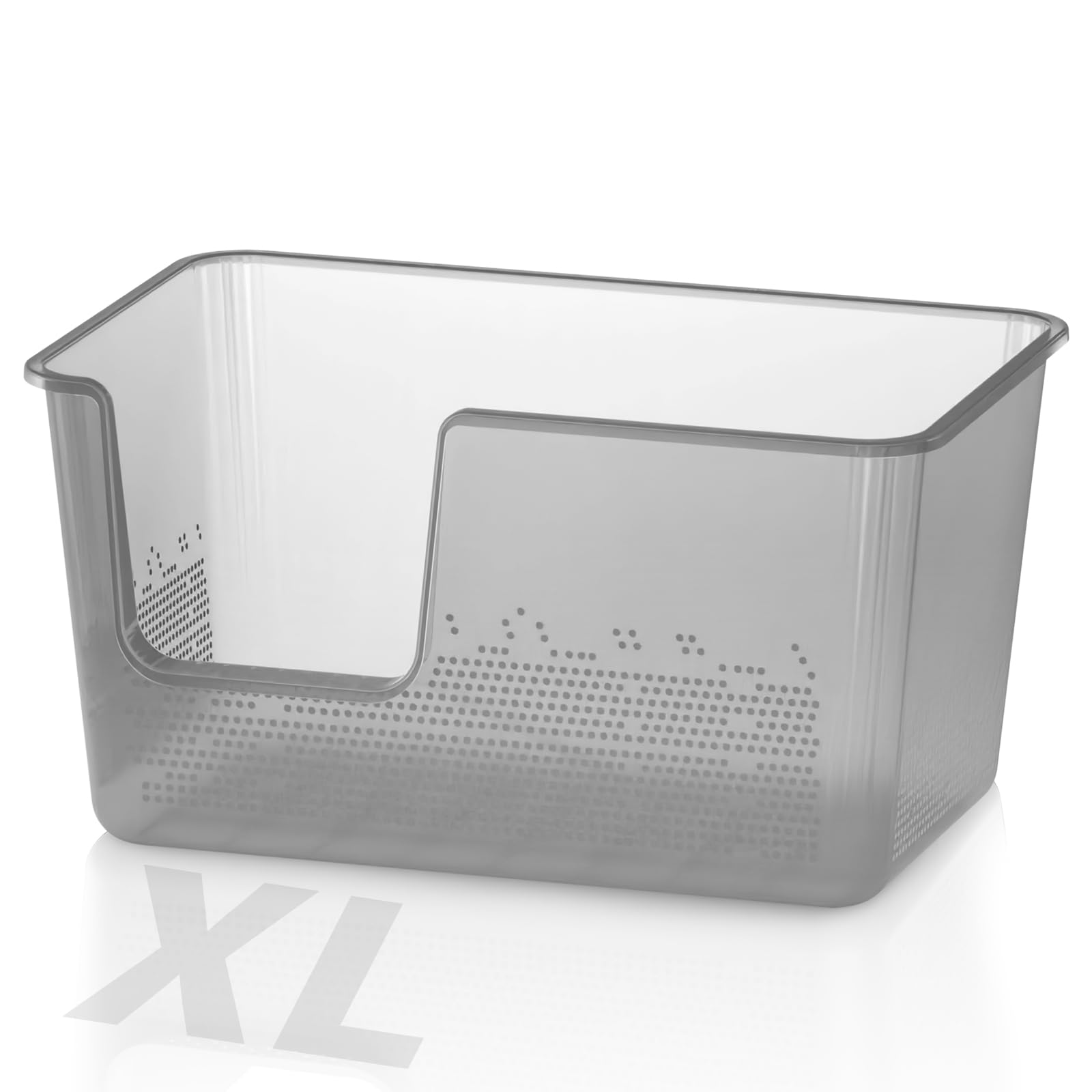 LoopTime Extra Large Cat Litter Box with High Sided,24.8" Lx11.4 Wx13 H,Clear Jelly Color, Jumbo Litter Box for Big Cats,XL Cat Box for Multiple Cats,