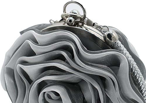 Miniatura 7 de Bolso de noche en forma de rosa, bolso de mano de satén suave, bolso de mano floral para mujer, bolso de fiesta de boda