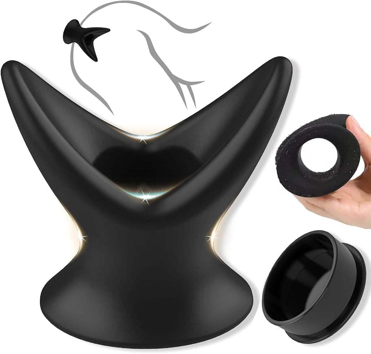 Hollow Expanding Butt Plug Tunnel Plug Sex Toys, V-Shaped Silicone Prostate Massager Anal Stretcher Expander for Anal Training Dilator BDSM Anal Sex Toy, Adult Toys Dildo for Gay Men Women Couples(M)