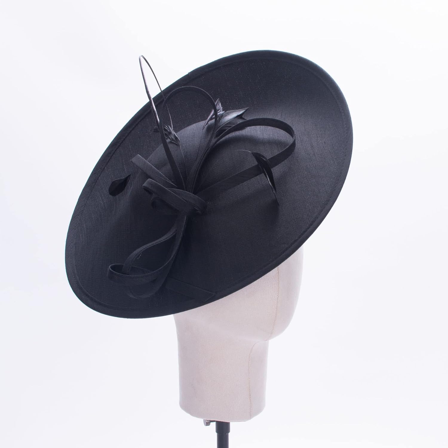 Lawliet Women Black Wedding Occasion Sinamay Fascinator Hat Headband Headpiece T444
