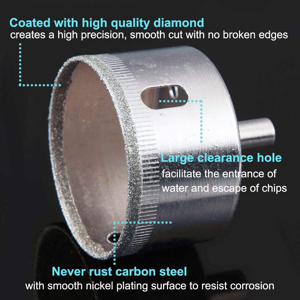 Diamond Hole Saws,18Pcs Diamond Drill Bits Hollow Core Drill Bits Set Extractor Remover Tools for Glass,Ceramics,Porcelain,Ceramic Tile 4-50mm,1/6-2inch