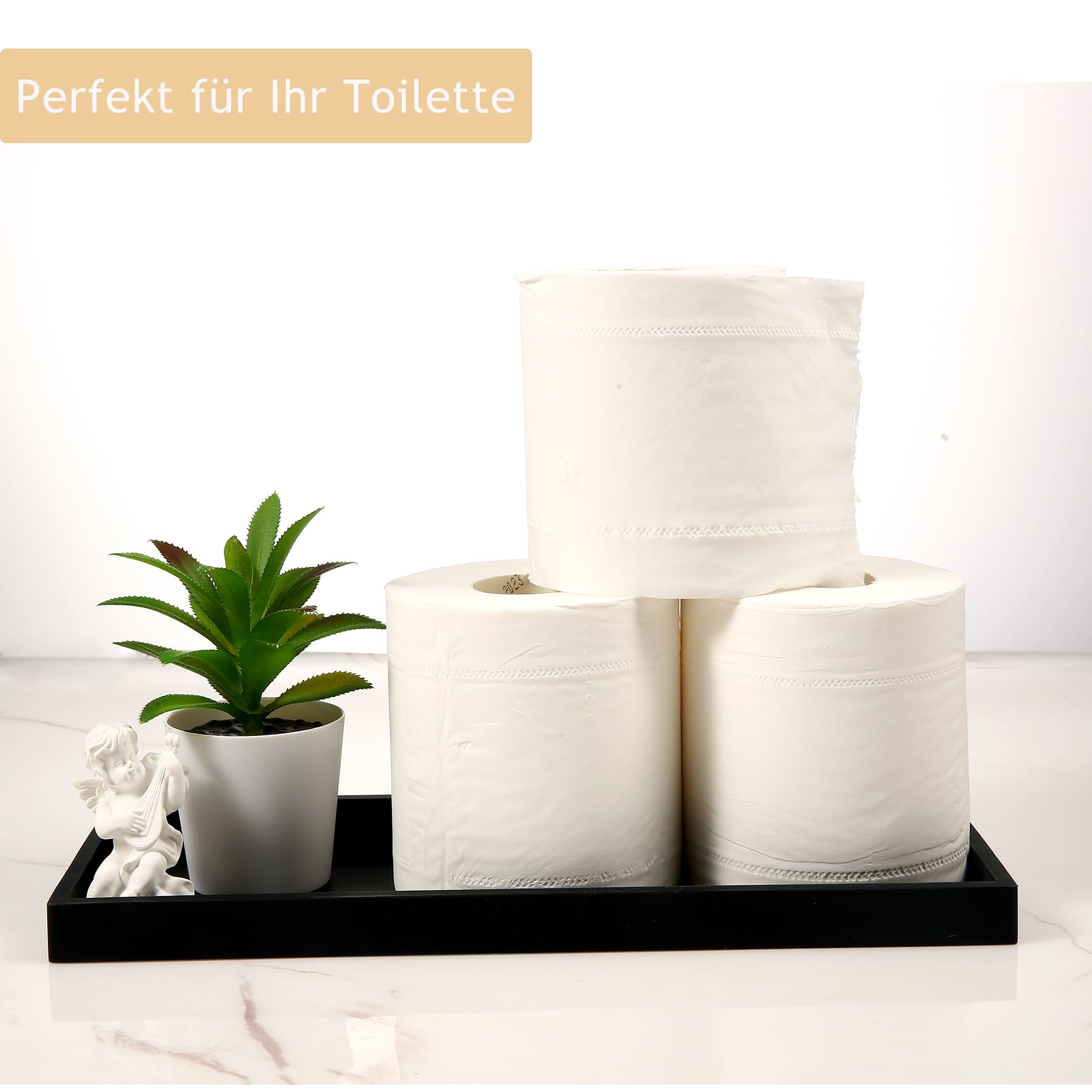 Comealltime Set of 2 Bathroom Trays, Marble Pattern, 2 Sizes, Soft Silicone Jewellery Tray, Dressing Table - Image 3