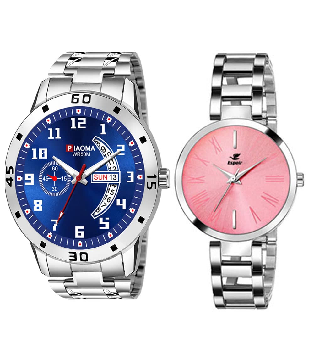 Espoir Watch Combo Men & Women in Classic Looks Best (Blue-Pink) (B0BXL3SBC6) Amazon Price History, Amazon Price Tracker