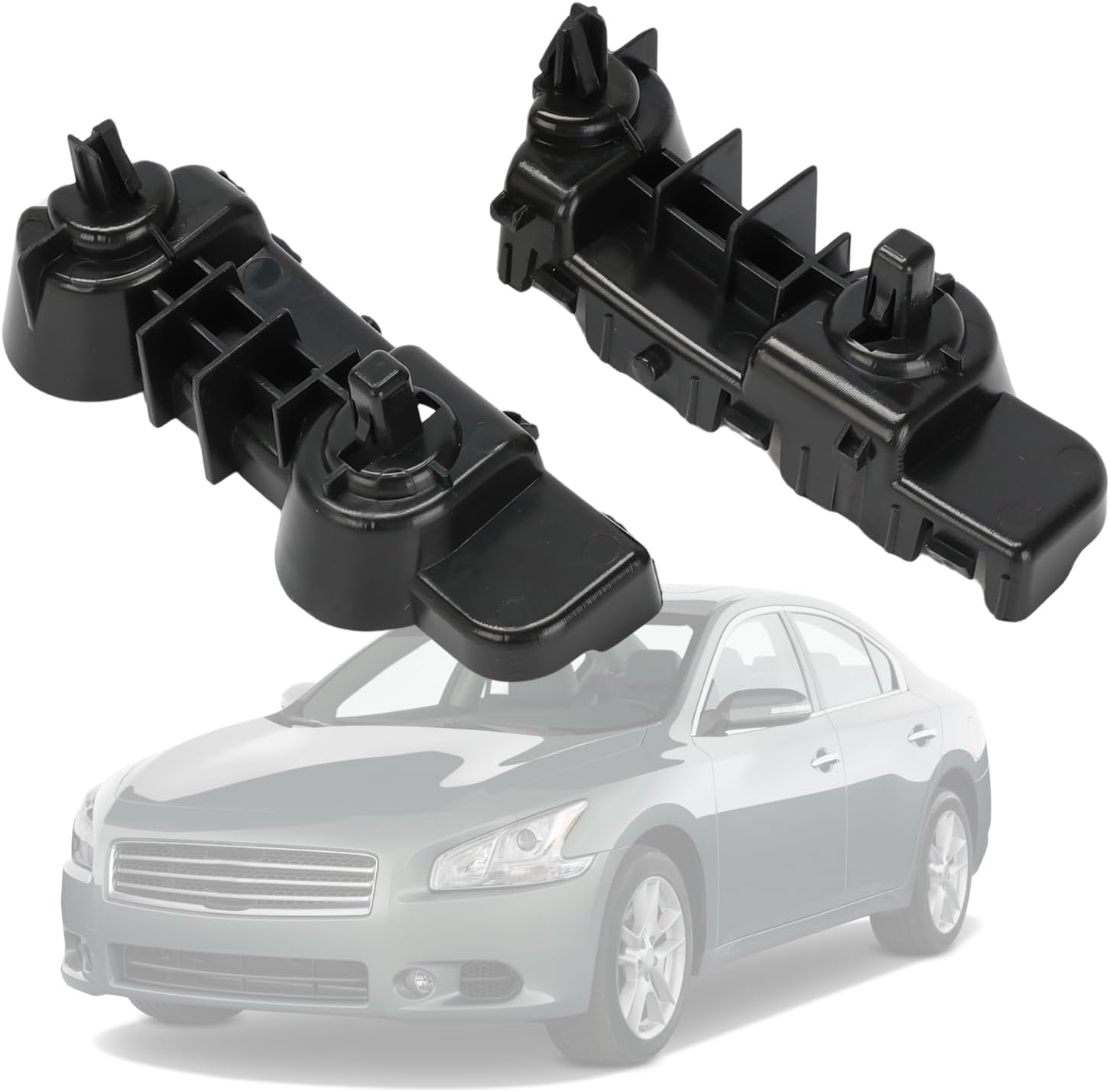 A Pair Left & Right Side Front Bumper Brackets Compatible with 2009-2015 Nissan Maxima 3.5L V6 Replacement for 62221-9N00A 62220-9N00A 622209N00A 622219N00A - Black