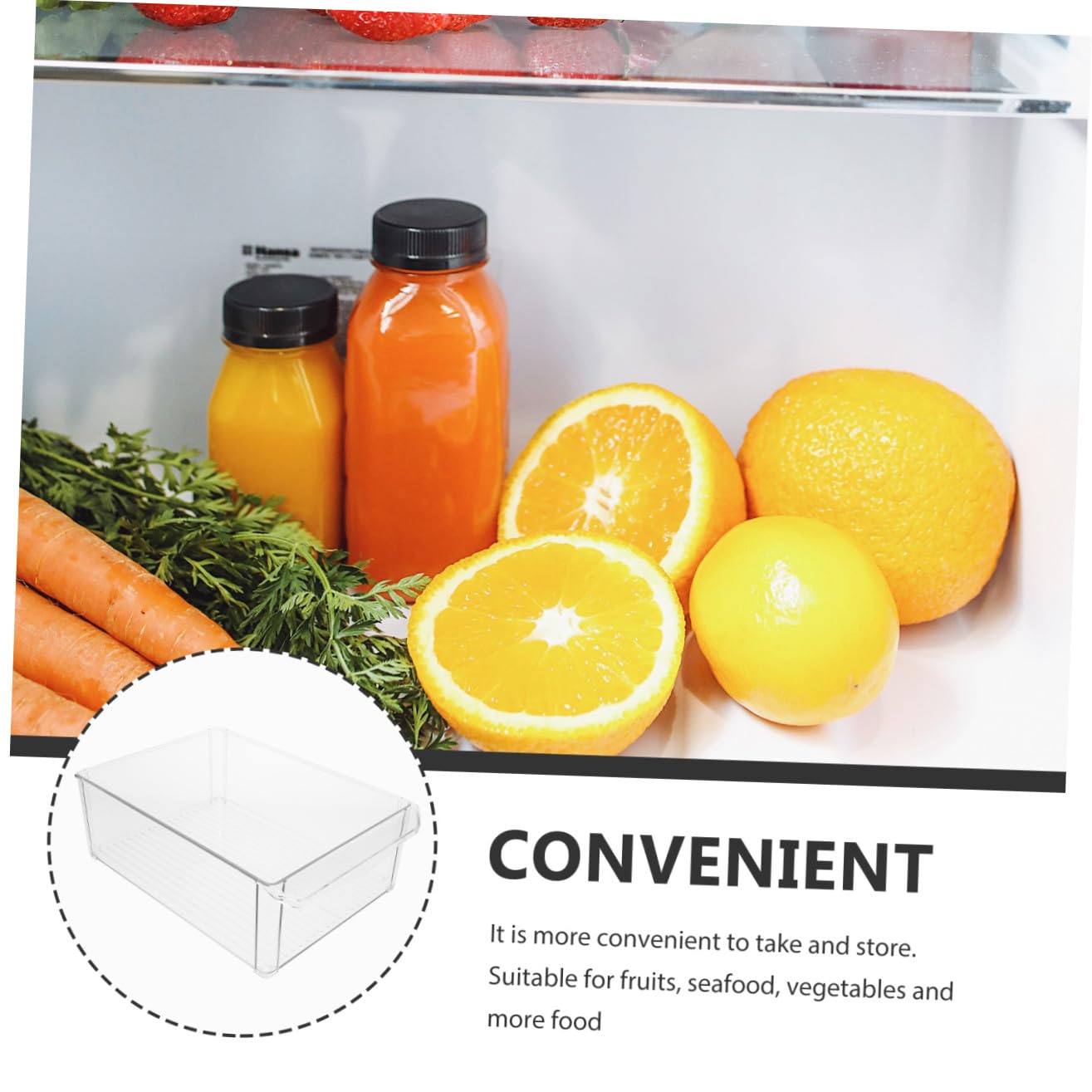 COLLBATH Caja Organizador Para Refrigerador Apilable Contenedor De Alimentos Tapa Material Seguro Diseño Transparente Adecuado Para Frutas y Verduras Uso Cocina 1 Unidad