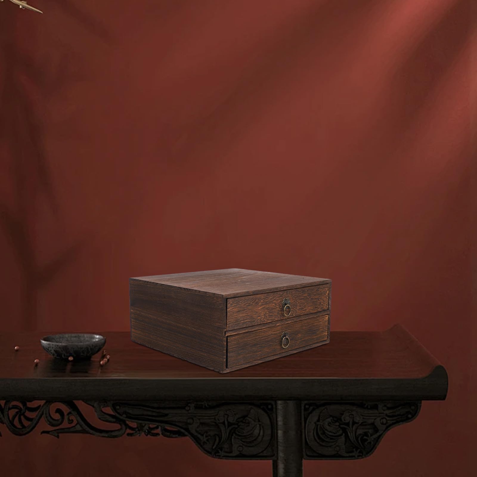 Holibanna Cassetto Portaoggetti da Scrivania in Legno Massello Retrò Organizer per Cassetti in Legno 2 Livelli 255X243X113 CM Contenitore da Scrivania Versatile per Casa e Ufficio