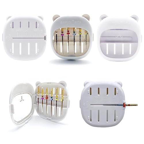 Easyinsmile Organizador de archivos endodonciales de conducto radicular, caja de desinfección de manejo endodóntico, 6 ranuras, con regla de