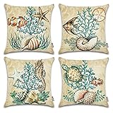 ONWAY Ocean Park Cotton Linen Theme Decorative Pillow Cover Case D 18