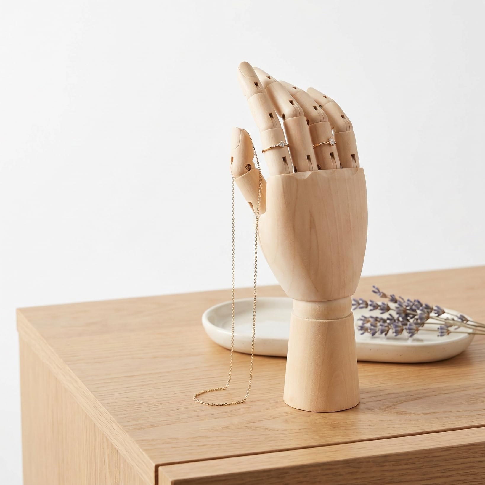 Lot de 2 Mannequins Mains Gauche & Droite 7"" Bois Kaki - Modèle Articulé pour Croquis Artistique, Présentoir Bijoux, Apprentissage Anatomie, Décoration Bureau Enfant