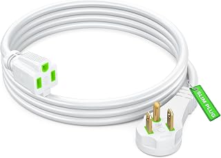 Maximm Extension Cord 2 Feet – White – 90° Flat Plug, 14AWG Heavy Duty, UL Listed, Grounded 3-Prong Cable