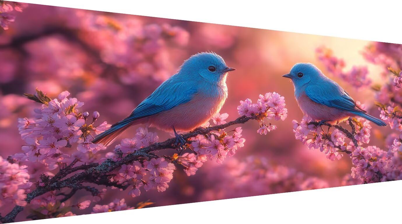 Obraz diamentowy 5D DIY pełny zestaw kwiatów, 60 x 120 cm duży obraz diamentowy ptak, haft diamentowy okrągły kryształ górski, kreatywne hobby dla dorosłych, dekoracja salonu, pomysł na prezent wiosna