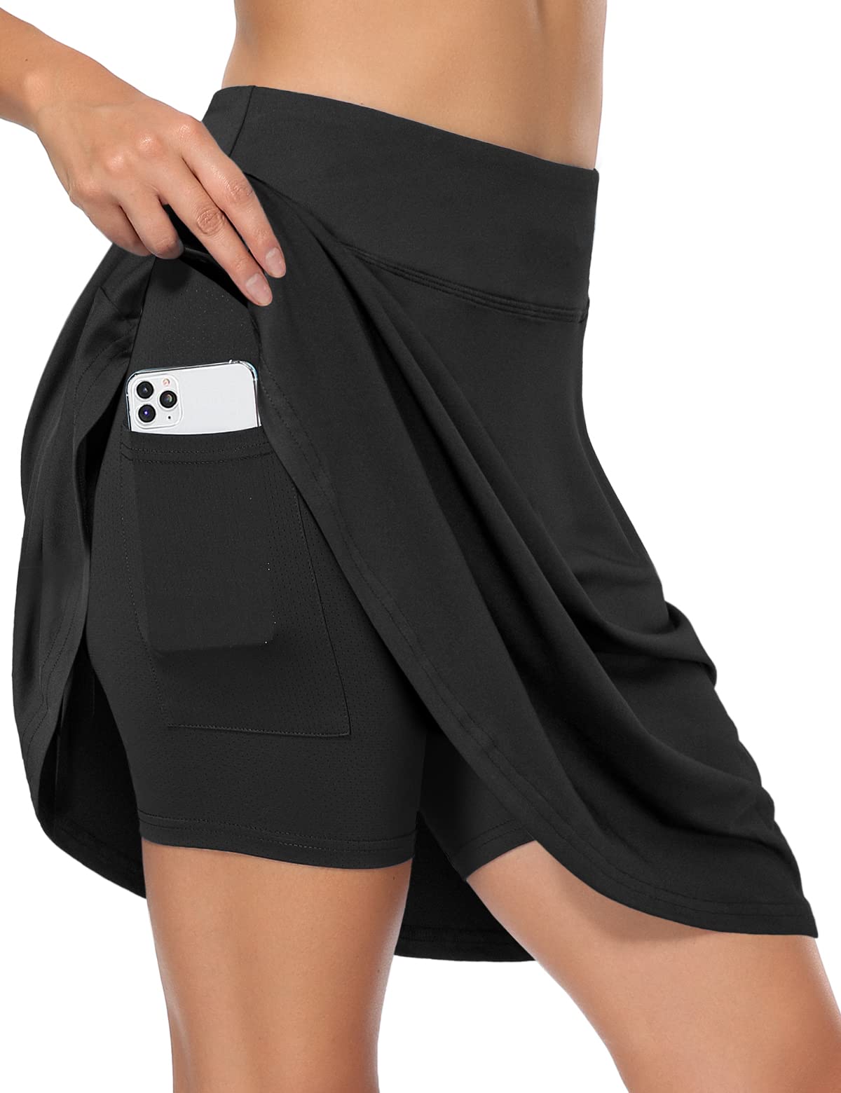 Womens Golf Skorts Skirts, 20" Knee Length Casual Skirts Sports Athletic Running Tennis Skirts with Pockets Black X-Large-image-43