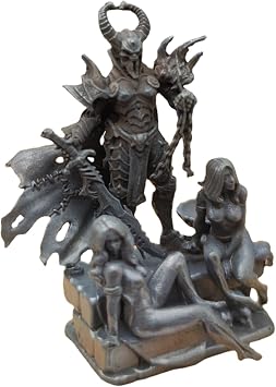 Black Brass Skeleton Warrior Iron Chain Female Slave Bare Temptation Figurines Desktop Ornaments,Copper Female Art Pocket Miniature Statue Home Car Bar Decor