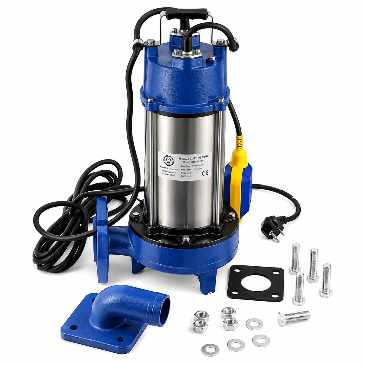 Ampika QW-1801DF Bomba Sumergible Trituradora 1800W 21000 L/h | Con triturador de alta eficiencia y flotador automático